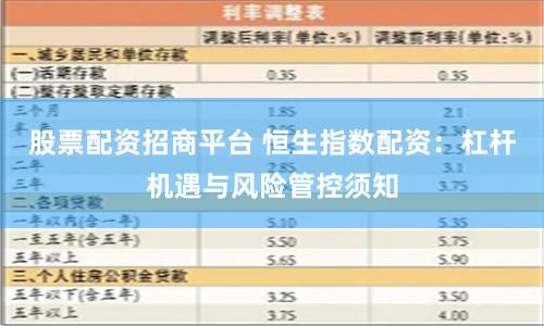 股票配资招商平台 恒生指数配资：杠杆机遇与风险管控须知
